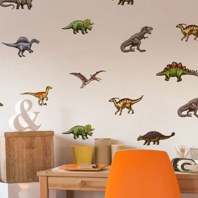 Stickerscape Dinosaurs Wall Sticker Pack Children's Bedroom Nursery Playroom Décor Self-Adhesive Removable from B&Q