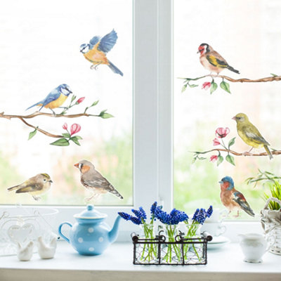 Stickerscape Spring Birds Window Sticker Pack Children's Bedroom Nursery Playroom Décor Self-Adhesive Reusable from B&Q