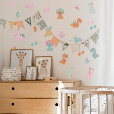 Stickerscape Pastel Dinosaur Wall Sticker Pack Nursery Wall Decor from B&Q