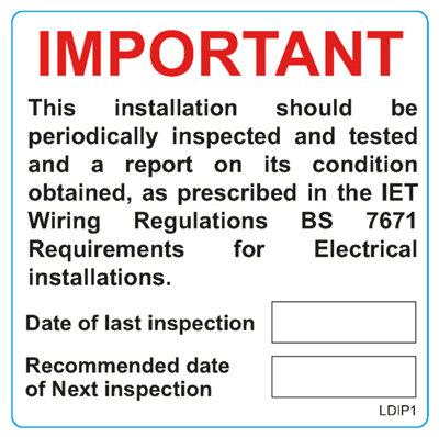 Generic Deligo Label "periodic Inspection Label" Vinyl Self Adhesive 75 X 75mm (Roll Quantity 25)Ldip1 from B&Q