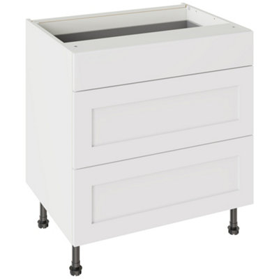 Kitchen Kit 3 Drawer Base Unit 800mm W/ Shaker Cabinet DoorUltra Matt White from B&Q