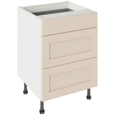 Kitchen Kit 3 Drawer Base Unit 600mm W/ Shaker Cabinet DoorUltra Matt Cashmere from B&Q