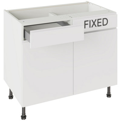 Kitchen Kit Base Unit 1000Mm W/ J-Pull Cabinet Door - Super Gloss White