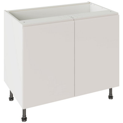 Kitchen Kit Base Unit 1000mm W/ J-Pull Cabinet DoorSuper Gloss Light Grey from B&Q