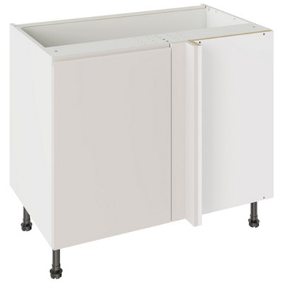 Kitchen Kit Base Unit Blind Corner 1000mm W/ J-Pull Cabinet DoorSuper Gloss Light Grey from B&Q