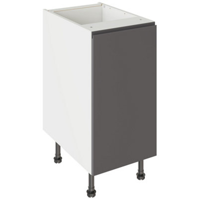 Kitchen Kit Base Unit 400mm W/ J-Pull Cabinet DoorSuper Gloss Graphite from B&Q