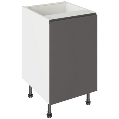 Kitchen Kit Base Unit 500mm W/ J-Pull Cabinet DoorSuper Gloss Graphite from B&Q