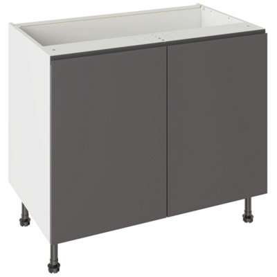 Kitchen Kit Base Unit 1000mm W/ J-Pull Cabinet DoorSuper Gloss Graphite from B&Q