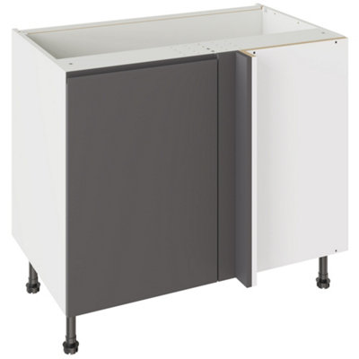 Kitchen Kit Base Unit Blind Corner 1000mm W/ J-Pull Cabinet DoorSuper Gloss Graphite from B&Q