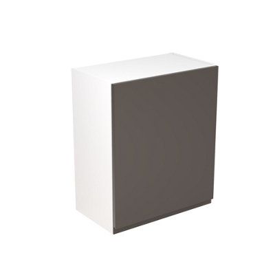Kitchen Kit Wall Unit 600mm W/ J-Pull Cabinet DoorSuper Gloss Graphite from B&Q