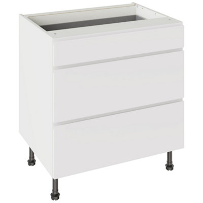 Kitchen Kit 3 Drawer Base Unit 800mm W/ J-Pull Cabinet DoorUltra Matt White from B&Q