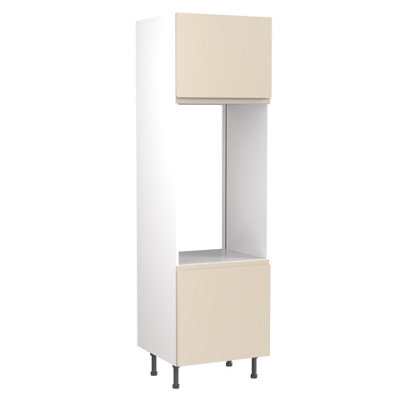 Kitchen Kit Double Oven Tall Housing Unit 600Mm W/ J-Pull Cabinet Door - Ultra Matt Cashmere