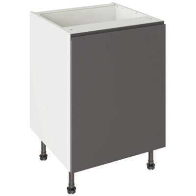 Kitchen Kit Base Unit 600mm W/ J-Pull Cabinet DoorUltra Matt Graphite from B&Q