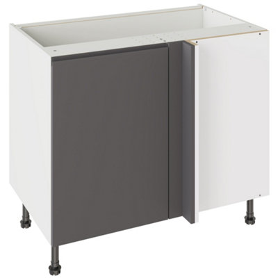 Kitchen Kit Base Unit Blind Corner 1000mm W/ J-Pull Cabinet DoorUltra Matt Graphite from B&Q