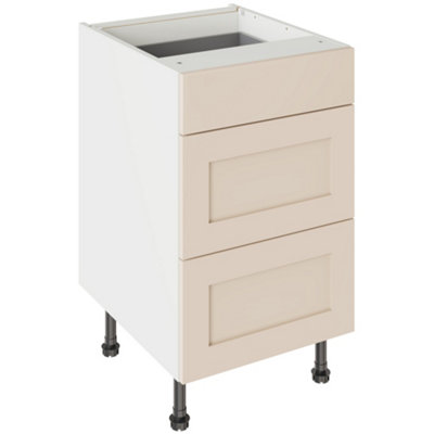 Kitchen Kit 3 Drawer Base Unit 500mm W/ Shaker Cabinet DoorUltra Matt Cashmere from B&Q