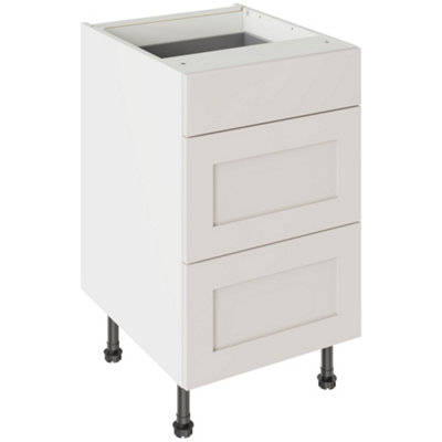 Flatpack Three Drawer Base Unit Shaker Ultra Matt Light Grey 500mm - FKKH0741 - Image 3