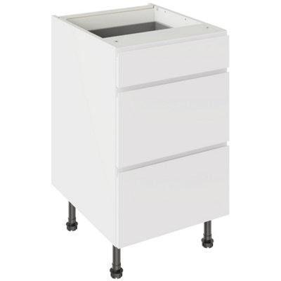 B&Q -  3 Drawer Base Unit 500mm W/ J-Pull Cabinet DoorSuper Gloss White