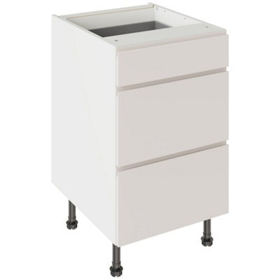Kitchen Kit J-Pull 3 Drawer Base Kitchen Cabinet 500mm Gloss Light Grey - Image 3