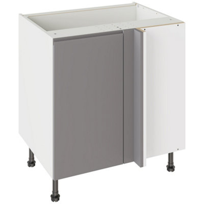 Kitchen Kit Base Unit Blind Corner 800mm W/ J-Pull Cabinet DoorSuper Gloss Dust Grey from B&Q