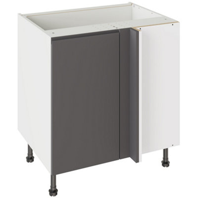 Kitchen Kit Base Unit Blind Corner 800Mm W/ J-Pull Cabinet Door - Super Gloss Graphite