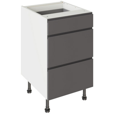 Kitchen Kit 3 Drawer Base Unit 500mm W/ J-Pull Cabinet DoorSuper Gloss Graphite from B&Q