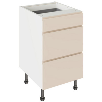 Kitchen Kit 3 Drawer Base Unit 500mm W/ J-Pull Cabinet DoorUltra Matt Cashmere from B&Q