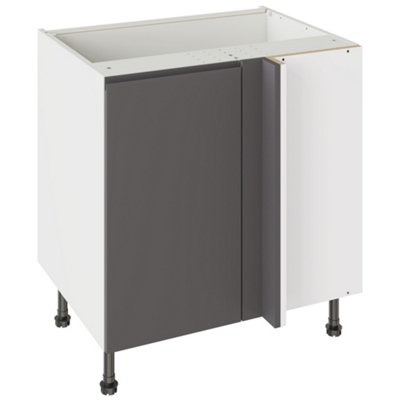 Kitchen Kit Base Unit Blind Corner 800mm W/ J-Pull Cabinet DoorUltra Matt Graphite from B&Q