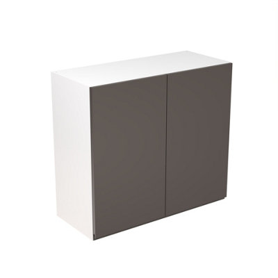 Kitchen Kit Wall Unit 800mm W/ J-Pull Cabinet DoorUltra Matt Graphite from B&Q