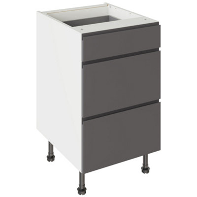 Kitchen Kit 3 Drawer Base Unit 500mm W/ J-Pull Cabinet DoorUltra Matt Graphite from B&Q