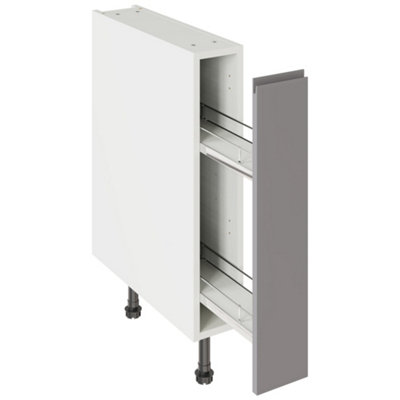 Kitchen Kit Base Unit With Pull Out Storage 150mm W/ J-Pull Cabinet DoorSuper Gloss Dust Grey from B&Q
