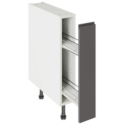 Kitchen Kit Base Unit With Pull Out Storage 150mm W/ J-Pull Cabinet DoorSuper Gloss Graphite from B&Q