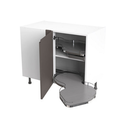 Kitchen Kit Base Unit Blind Corner With Pull Out Right 1000mm W/ J-Pull Cabinet DoorSuper Gloss Graphite from B&Q