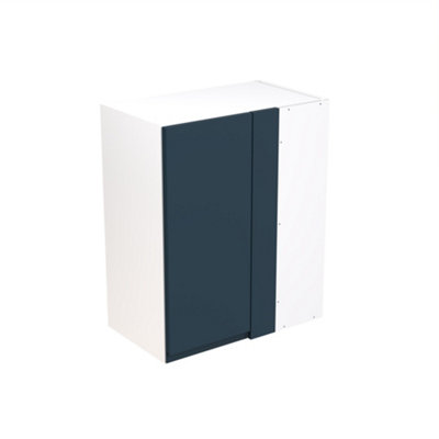 Kitchen Kit Wall Unit Blind Corner 600mm W/ J-Pull Cabinet DoorUltra Matt Indigo Blue from B&Q