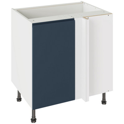 Kitchen Kit Base Unit Blind Corner 800mm W/ J-Pull Cabinet DoorUltra Matt Indigo Blue from B&Q