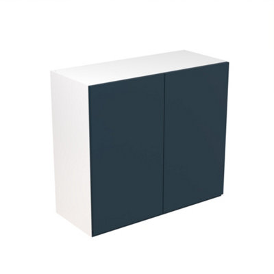 Kitchen Kit Wall Unit 800mm W/ J-Pull Cabinet DoorUltra Matt Indigo Blue from B&Q