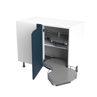 Kitchen Kit Base Unit Blind Corner With Pull Out Right 1000mm W/ J-Pull Cabinet DoorUltra Matt Indigo Blue from B&Q