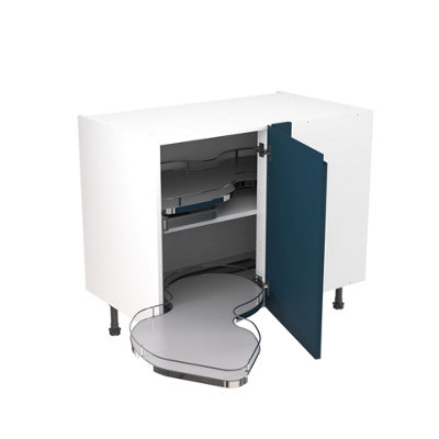 Kitchen Kit Base Unit Blind Corner With Pull Out Left 1000mm W/ J-Pull Cabinet DoorUltra Matt Indigo Blue from B&Q