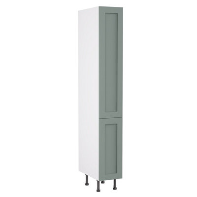 Kitchen Kit Sage Green Matt Shaker Door Larder Tall Unit Pull Out Cabinet Soft Close Drawers Flatpack300X2120mm from B&Q