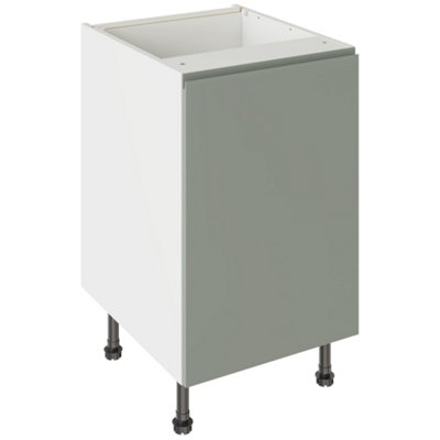 Kitchen Kit Sage Green Matt J-Pull Door Base Unit Cabinet Handleless Soft Close Drawers Flatpack500X870mm from B&Q