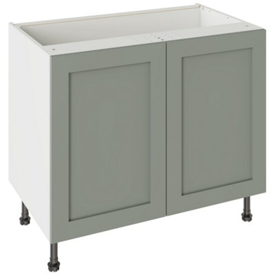 Kitchen Kit Sage Green Matt Shaker Door Base Unit Cabinet Soft Close Drawers Flatpack1000X870mm from B&Q