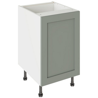 Kitchen Kit Sage Green Matt Shaker Door Base Unit Cabinet Soft Close Drawers Flatpack500X870mm from B&Q