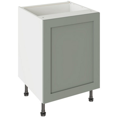 Kitchen Kit Sage Green Matt Shaker Door Base Unit Cabinet Soft Close Drawers Flatpack600X870mm from B&Q