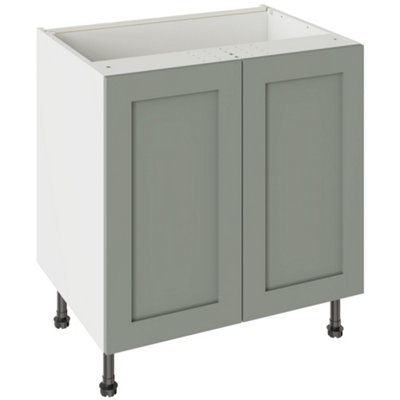 Kitchen Kit Sage Green Matt Shaker Door Base Unit Cabinet Soft Close Drawers Flatpack800X870mm from B&Q