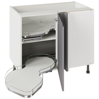Kitchen Kit Dust Grey Gloss J-Pull Door Base Unit With Dual-Handed Nuvola Blind Corner Cabinet Handleless Flatpack1000X720mm from B&Q