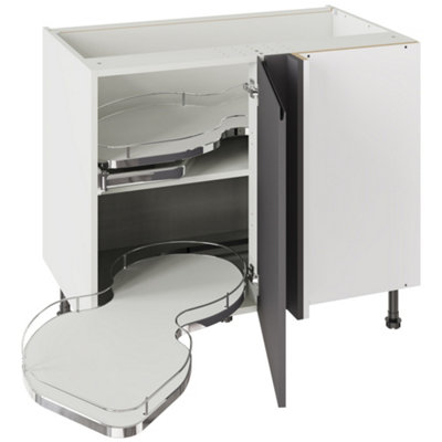 Kitchen Kit Graphite Gloss J-Pull Door Base Unit With Dual-Handed Nuvola Blind Corner Cabinet Handleless Flatpack1000X720mm from B&Q