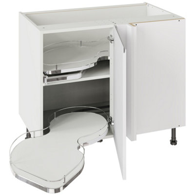 Kitchen Kit White Gloss J-Pull Door Base Unit With Dual-Handed Nuvola Blind Corner Cabinet Handleless Flatpack1000X720mm from B&Q