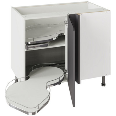 Kitchen Kit Graphite Matt J-Pull Door Base Unit With Dual-Handed Nuvola Blind Corner Cabinet Handleless Flatpack1000X720mm from B&Q