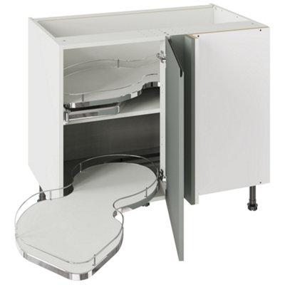 Kitchen Kit Sage Green Matt J-Pull Door Base Unit With Dual-Handed Nuvola Blind Corner Cabinet Handleless Flatpack1000X720mm from B&Q