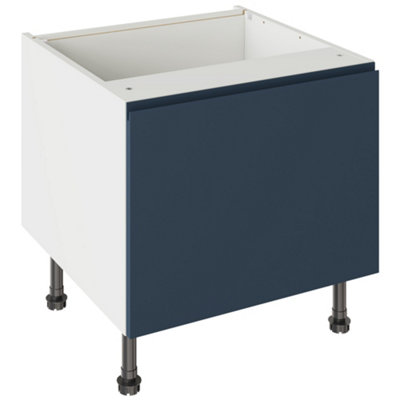 Kitchen Kit Indigo Blue Matt J-Pull Door Belfast Sink Base Unit Cabinet Handleless Flatpack600X455mm from B&Q