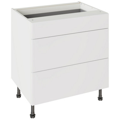 Kitchen Kit 3 Drawer Base Unit 800mm W/ Value Slab Cabinet DoorMatt Snow White from B&Q